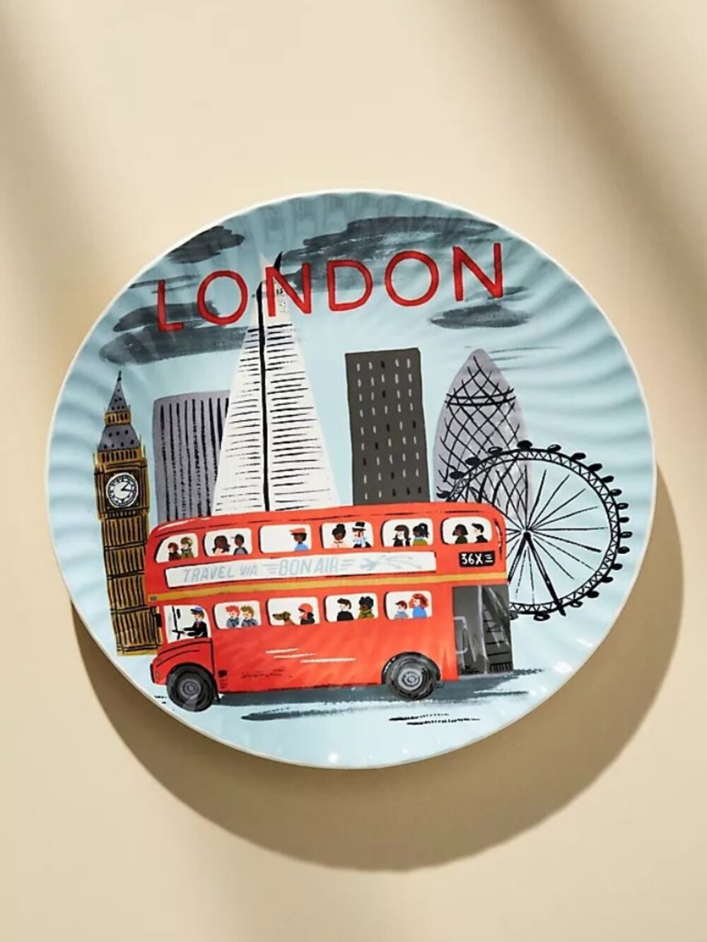Anthropologie Rifle Paper Co London Travel Plate Stoneware Collectible City